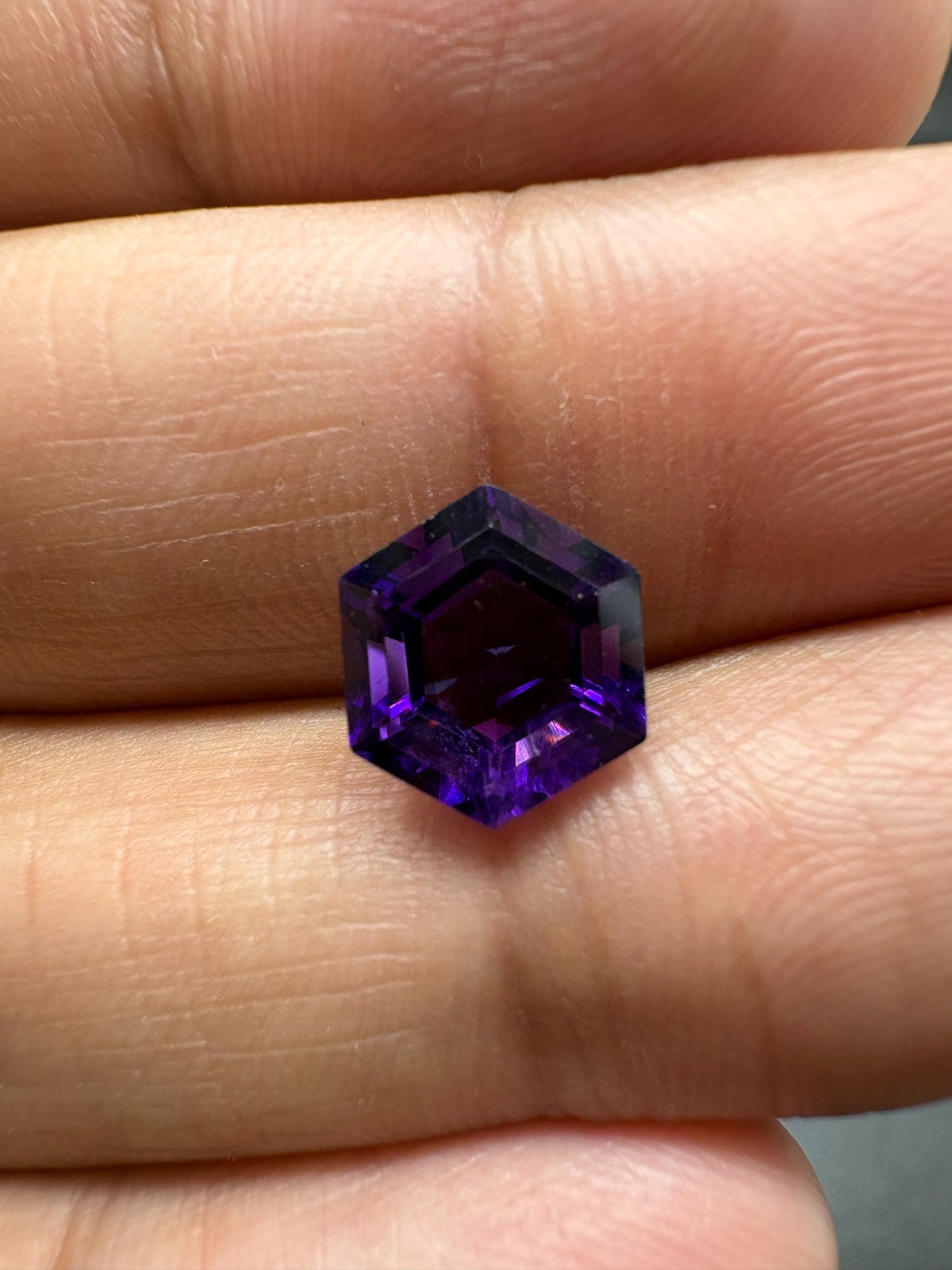 Dark Purple Amethyst, Hexagon Cut Gemstone, 2.75 TCW, February Birthstone