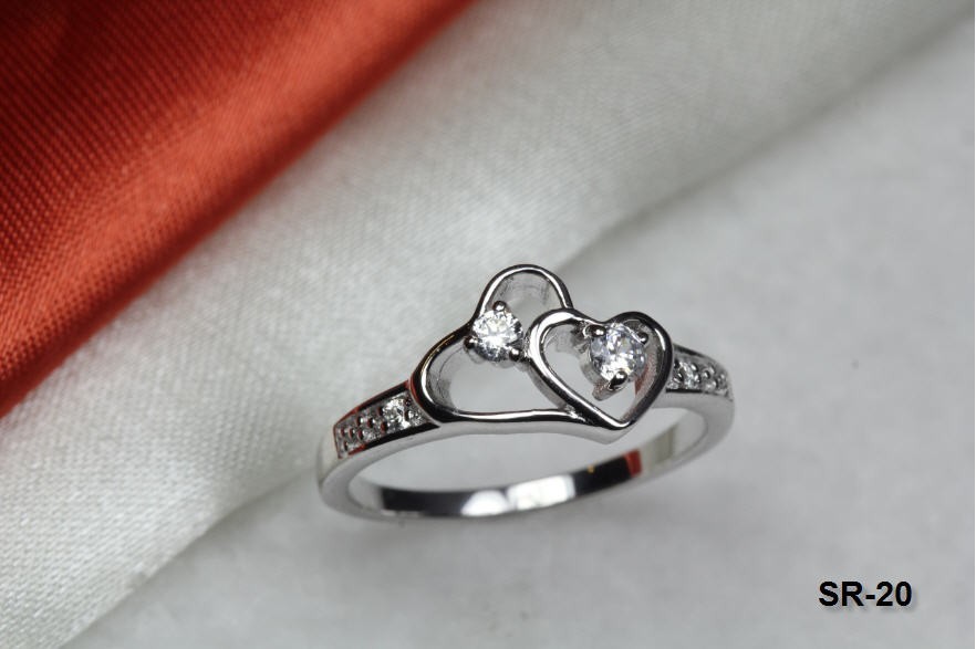 0.326 CT CZ DOUBLE HEART STERLING SILVER 925 CZ PURITY RING PROMISE RING SR20-BU