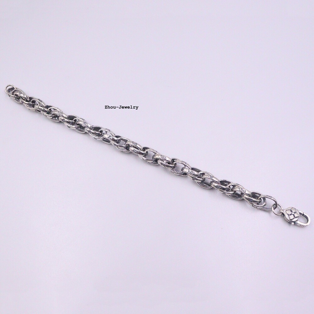 Pure 925 Sterling Silver Chain 8.5mm Sutra Oval Link Bracelet 28-30g 8.26 INCH