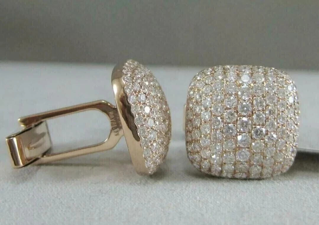 5CT Round Cut Lab Created Diamond Men’s Wedding Cufflinks 14K Yellow Gold Plated