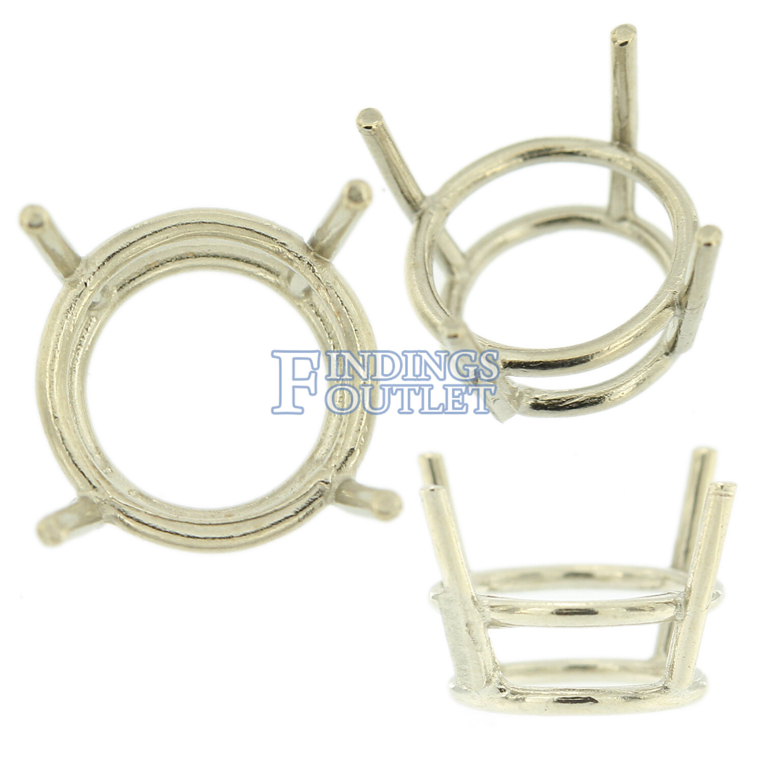 14K White Gold Round Wire Basket Setting Mounting 4 Prong 0.02ct – 38.00ct