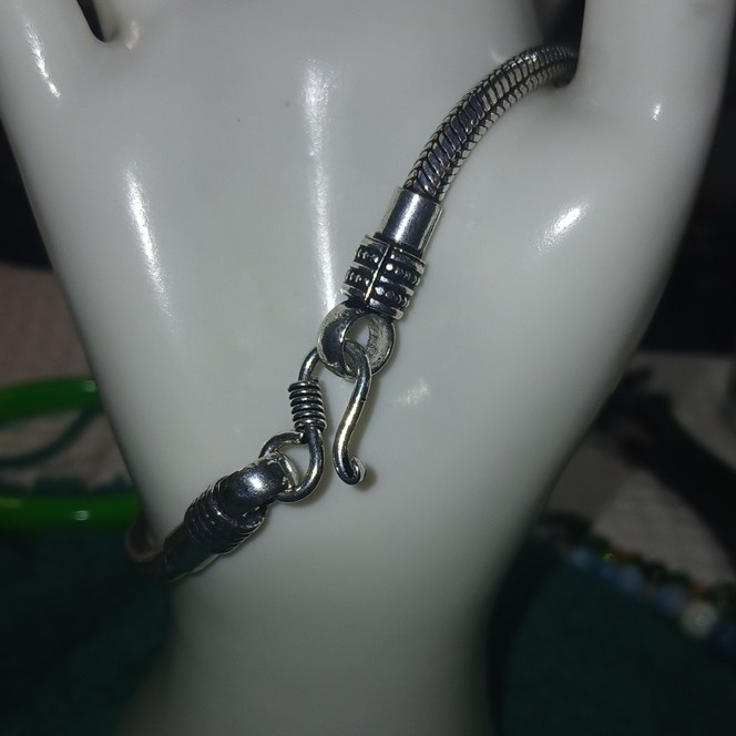 Handmade in India 9in snake chain S Hook solid 925 bracelet 26g weight 9in