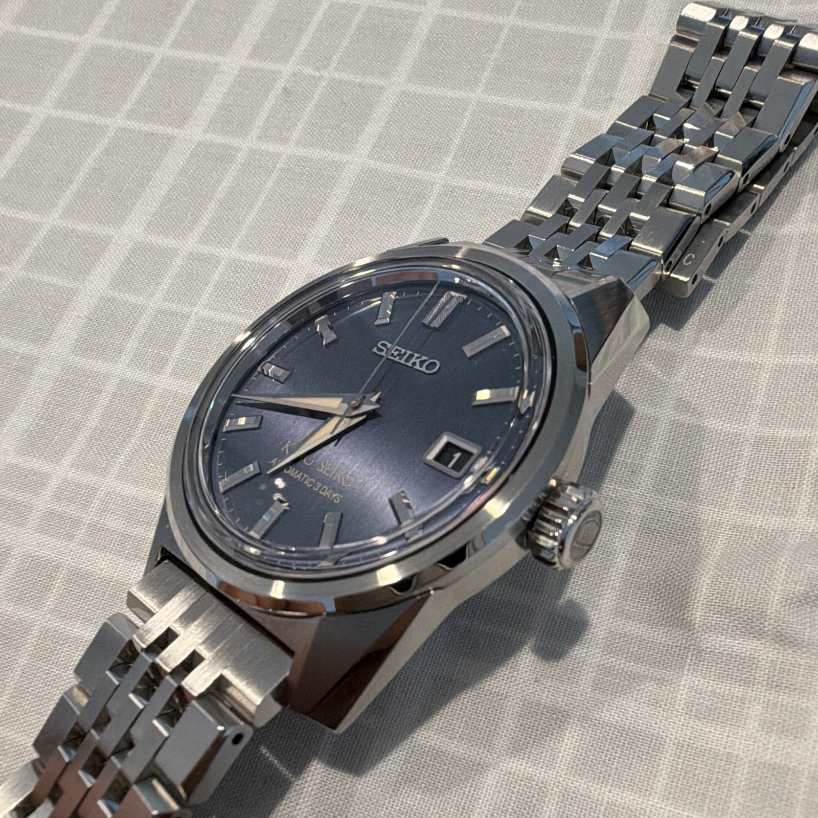 Seiko King Seiko Blue Sunburst Denim Dial Auto Date 38mm Steel, Box & Papers