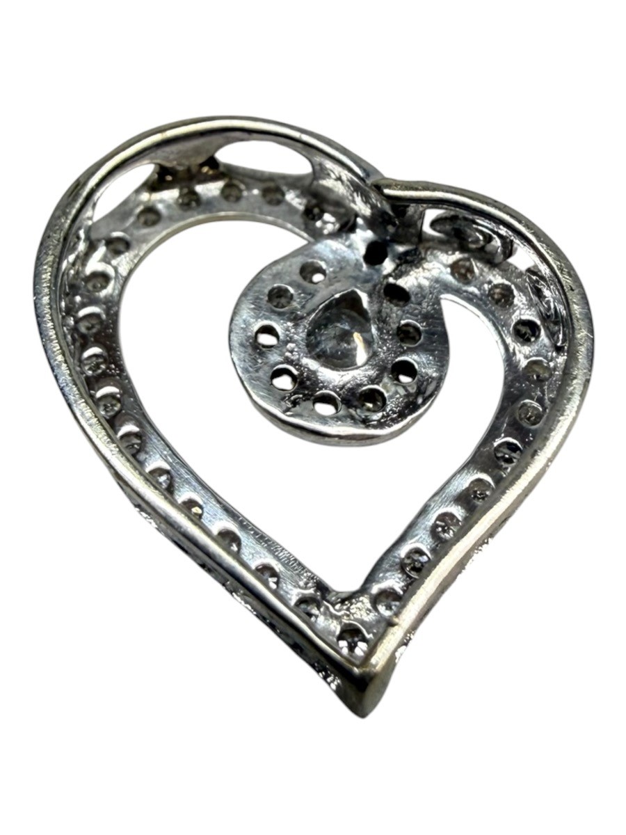 10K White Gold Diamond Open Heart Pendant .44 CTW Weight 1.52g (MP3071272)