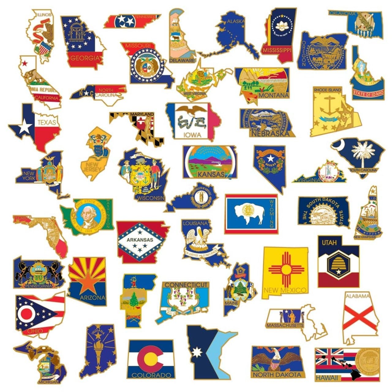 State Shape Flag Lapel Pin – Enamel Pin for Collectors, Gifts, & Events