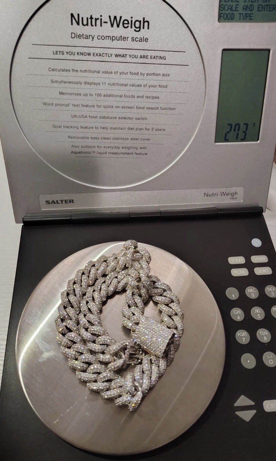 Iced Out VVS CZ Stones Miami Cuban Link Chain, 20 Inch, Luxury, Passes Tester