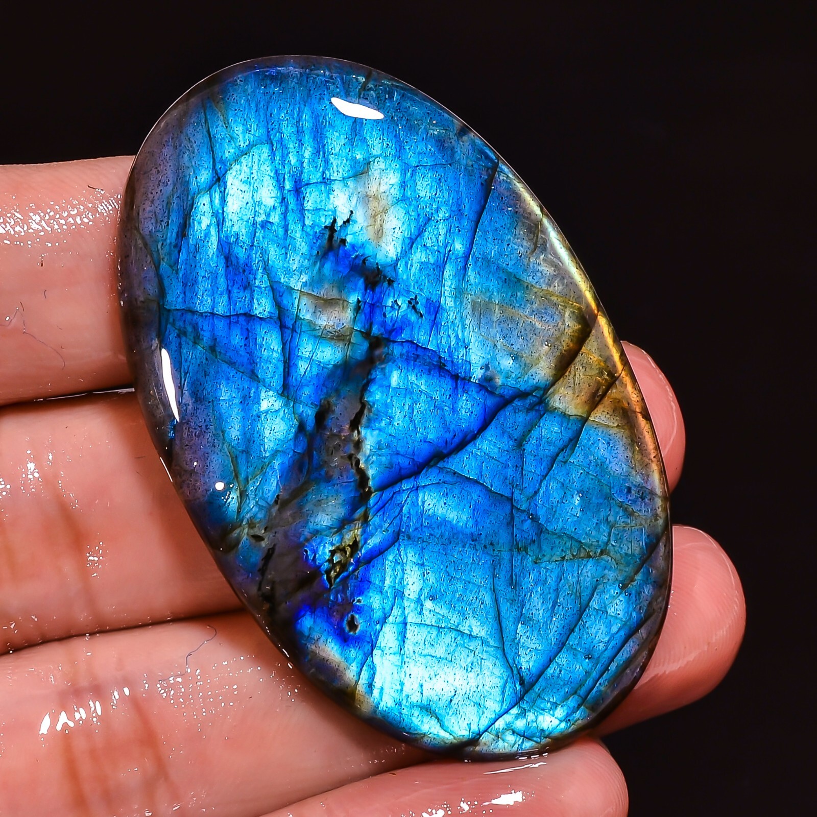 100% Natural Oval Labradorite Gemstone 89.60Ct Multi Flashing Cabochon 33x53x5MM