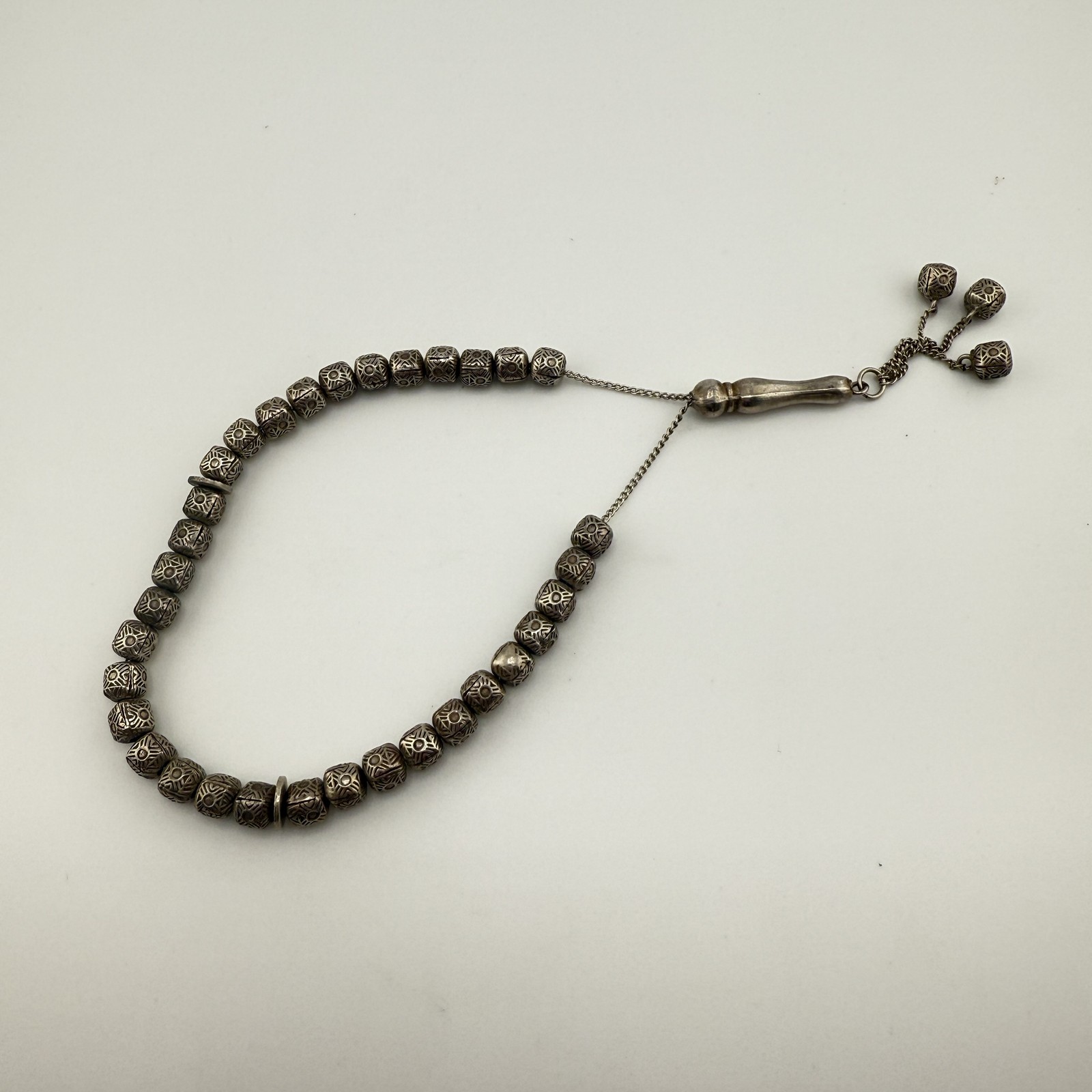 Vintage 925 Sterling Silver Turkish Kazaz Prayer Beads Bracelet 10″ (26g)