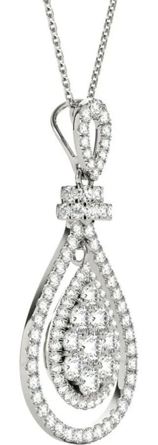 1.03ct Natural Diamond Pendant 18K White Gold Oval Necklace F-G VS-SI1 16″ Gift