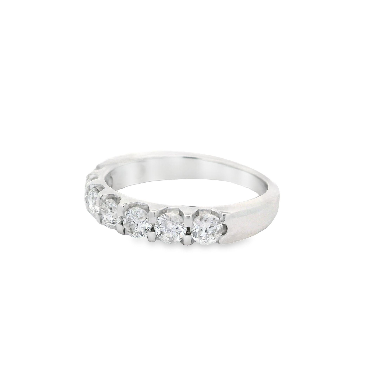14k White Gold 0.85ctw Large Fiery White Diamond Wedding Classic Band Ring