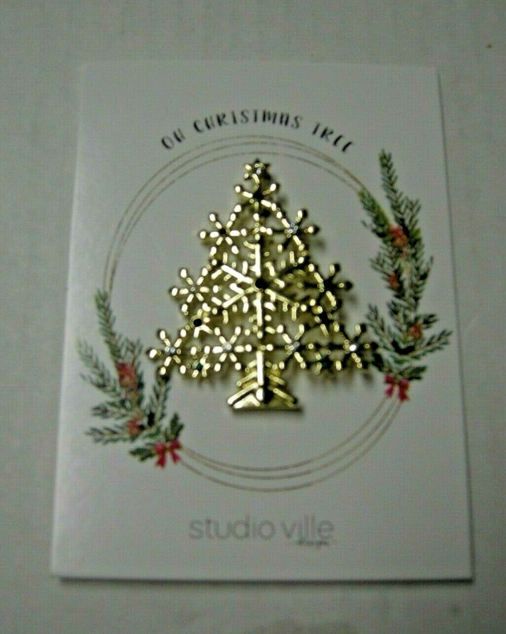 Christmas Tree Brooch/Pin By Transpac, Snowflake Design, 2.25″ x 2″, Brand New