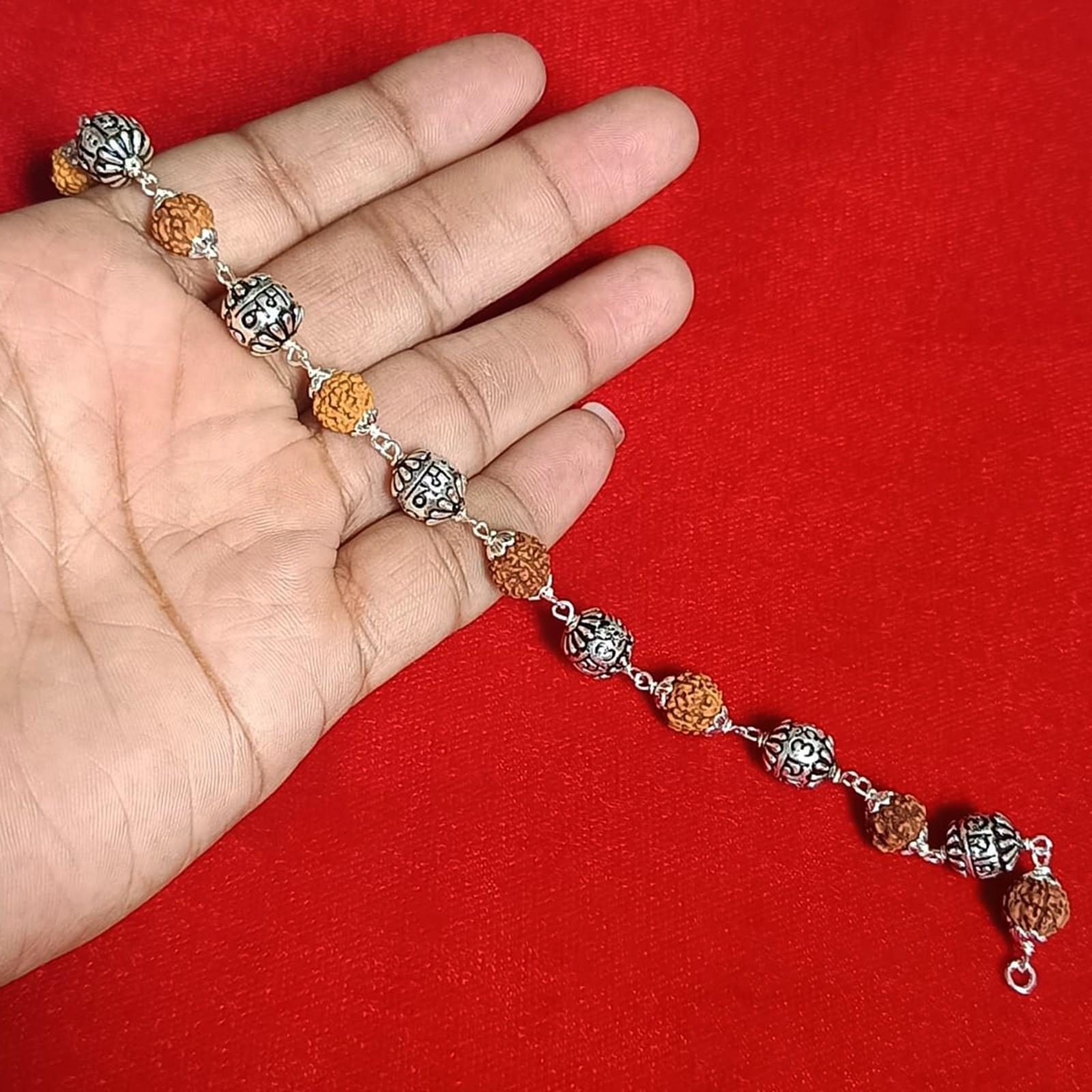 Rudraksh Bracelet 925 Silver Healing Spiritual Jewelry for Men and Women