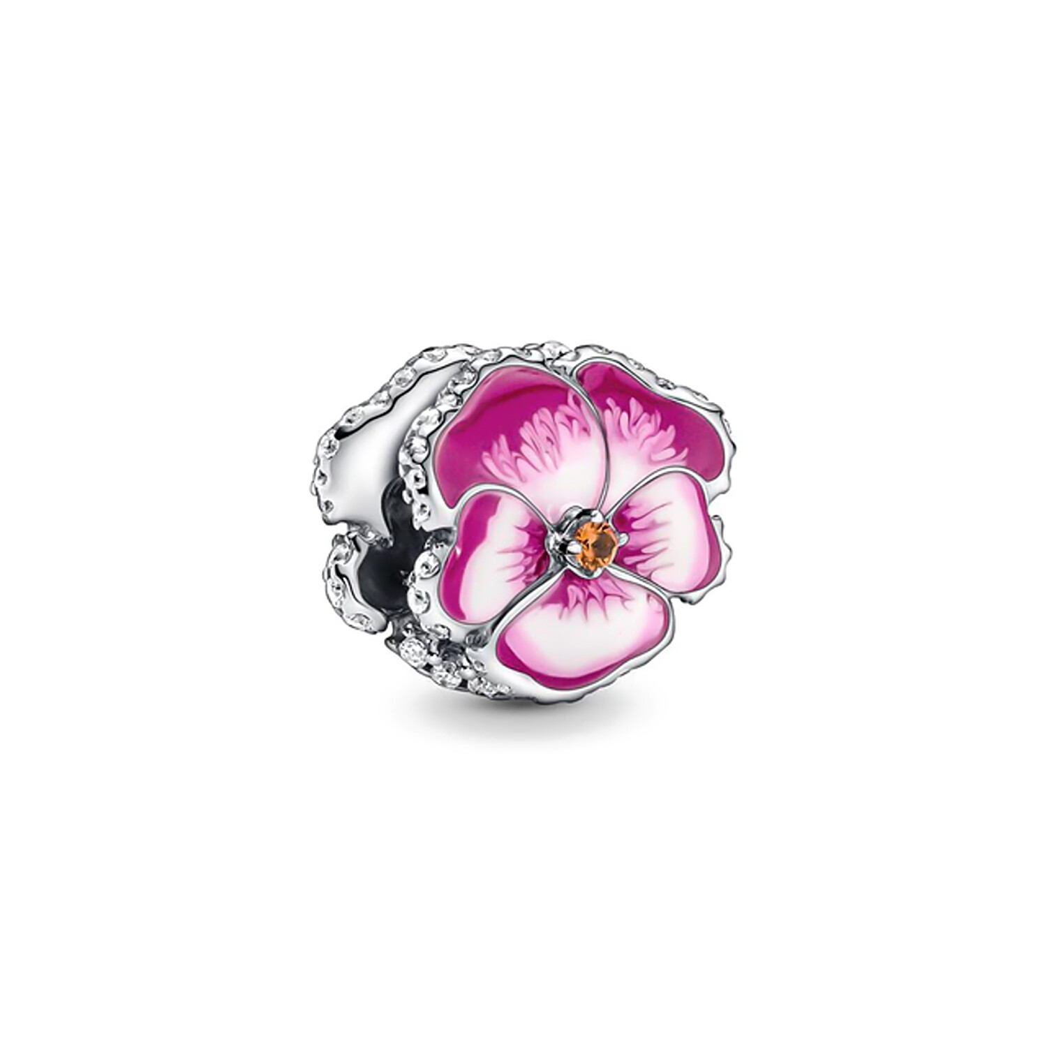 MariaFonte Bead Charm Purple Thought Flower 925 Silver Compatible