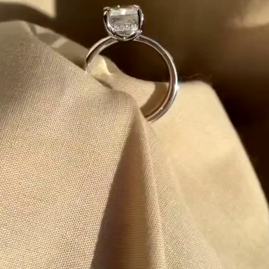 3.30CT Emerald VVS1 Moissanite Wide Band Engagement Ring 14K Yellow Gold Plated