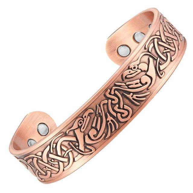 2 Pack Pure Copper Magnetic Bracelet Arthritis Pain Therapy Cuff Phoenix Bird
