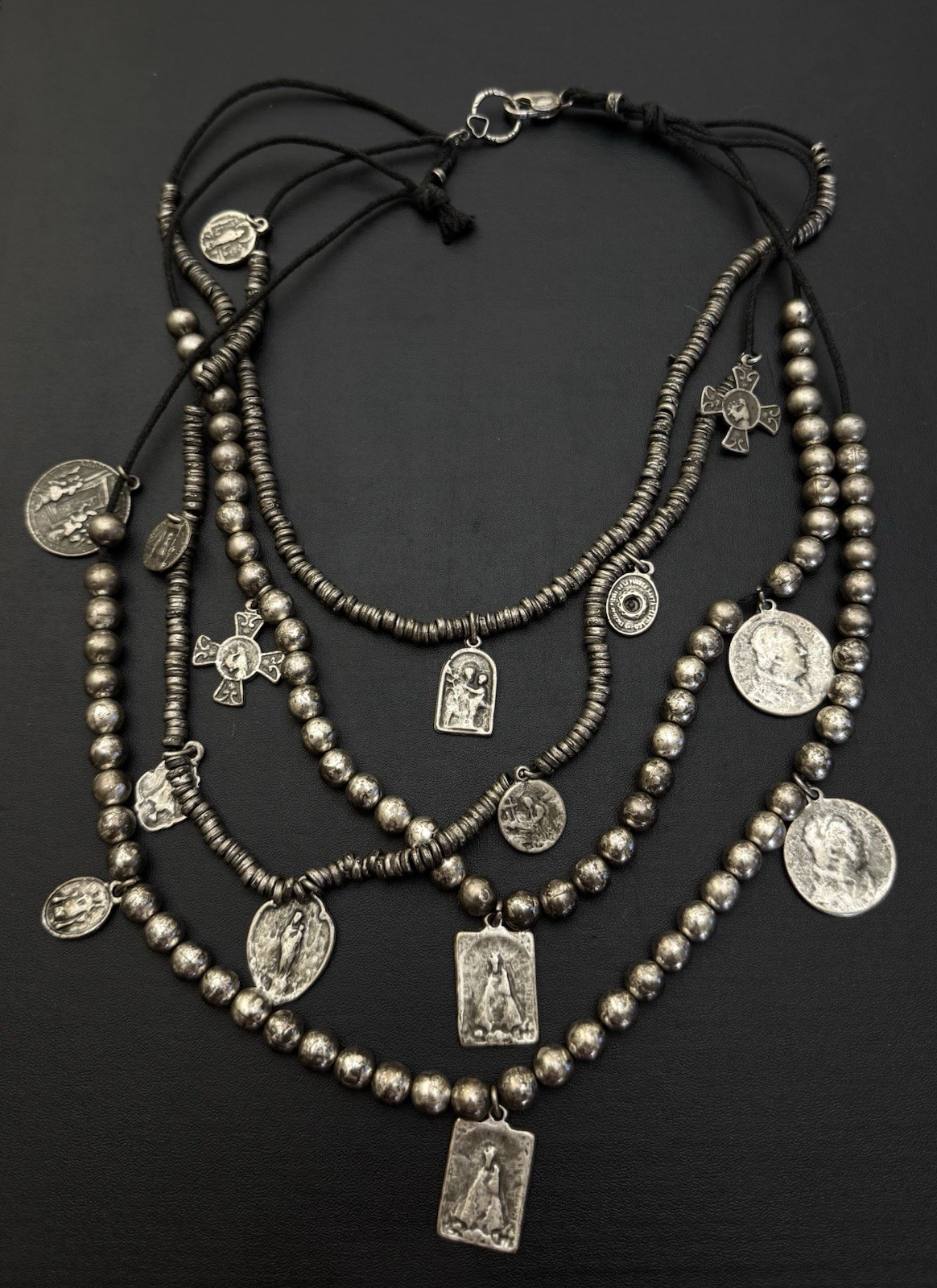 BANDE DE VAGABONDS Turkish Icon Charms Necklace/Silver Tone/Multi Strand
