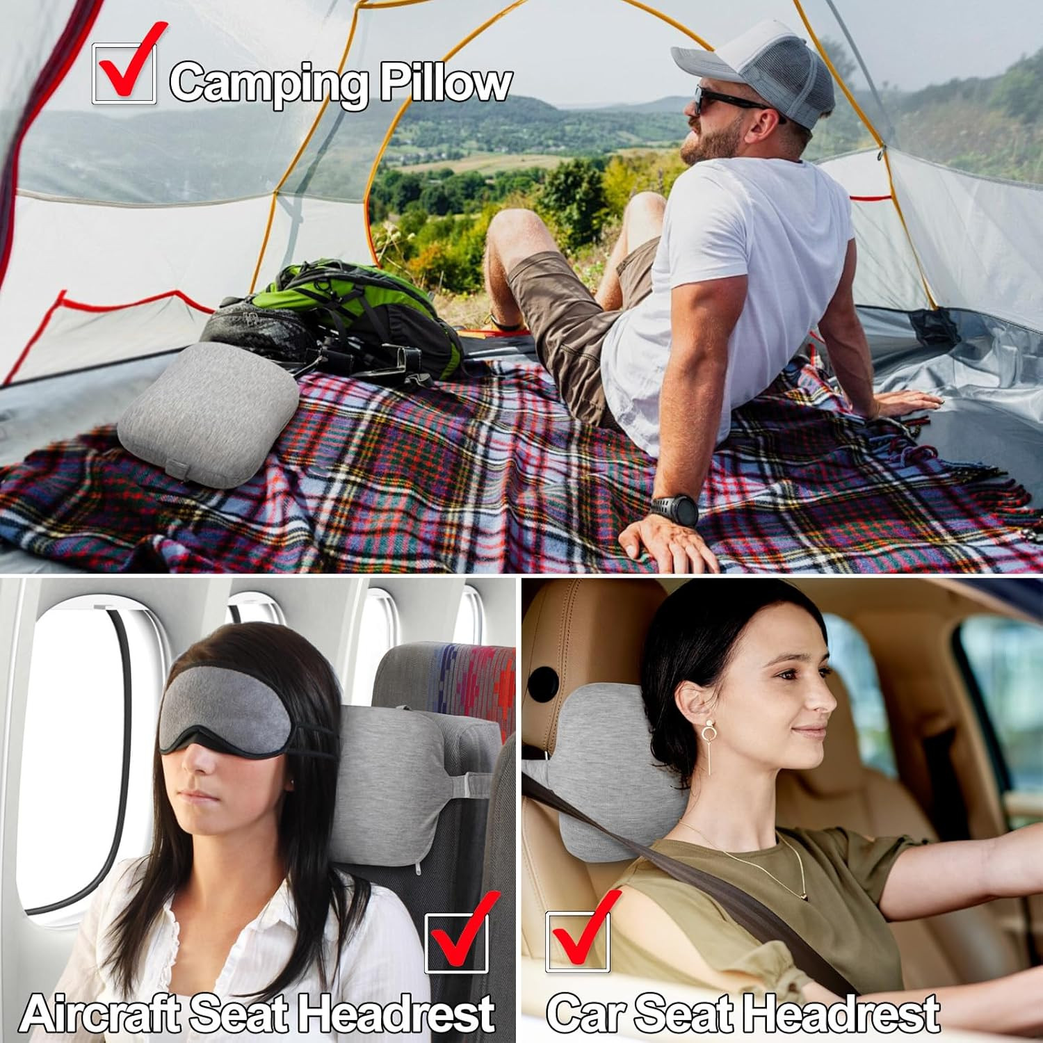 Portable Small Travel Pillow, Made with Soft Memory Foam Pillow and Breathable C