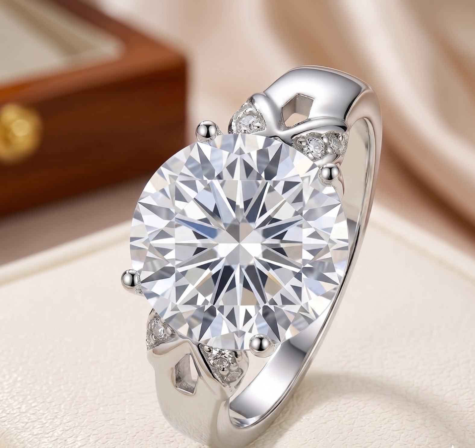 RARE 6.00 Ct Certified Round Shape White Natural Diamond Ring White Gold Finish