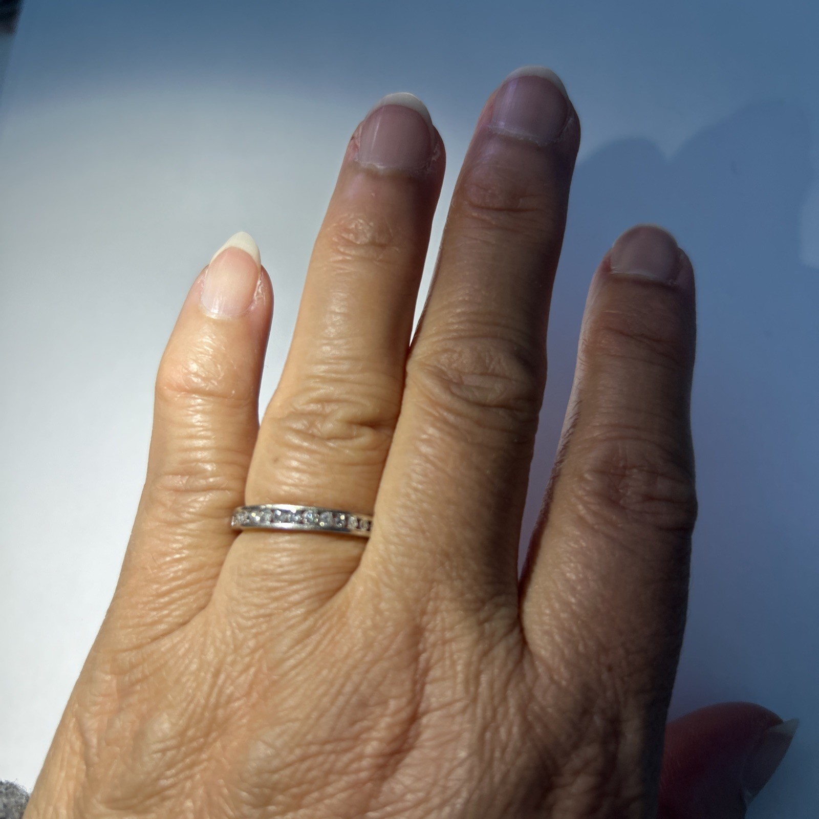 Wedding Diamond 10k white Gold Band Round Cut 0.20 Carat size 7 #002