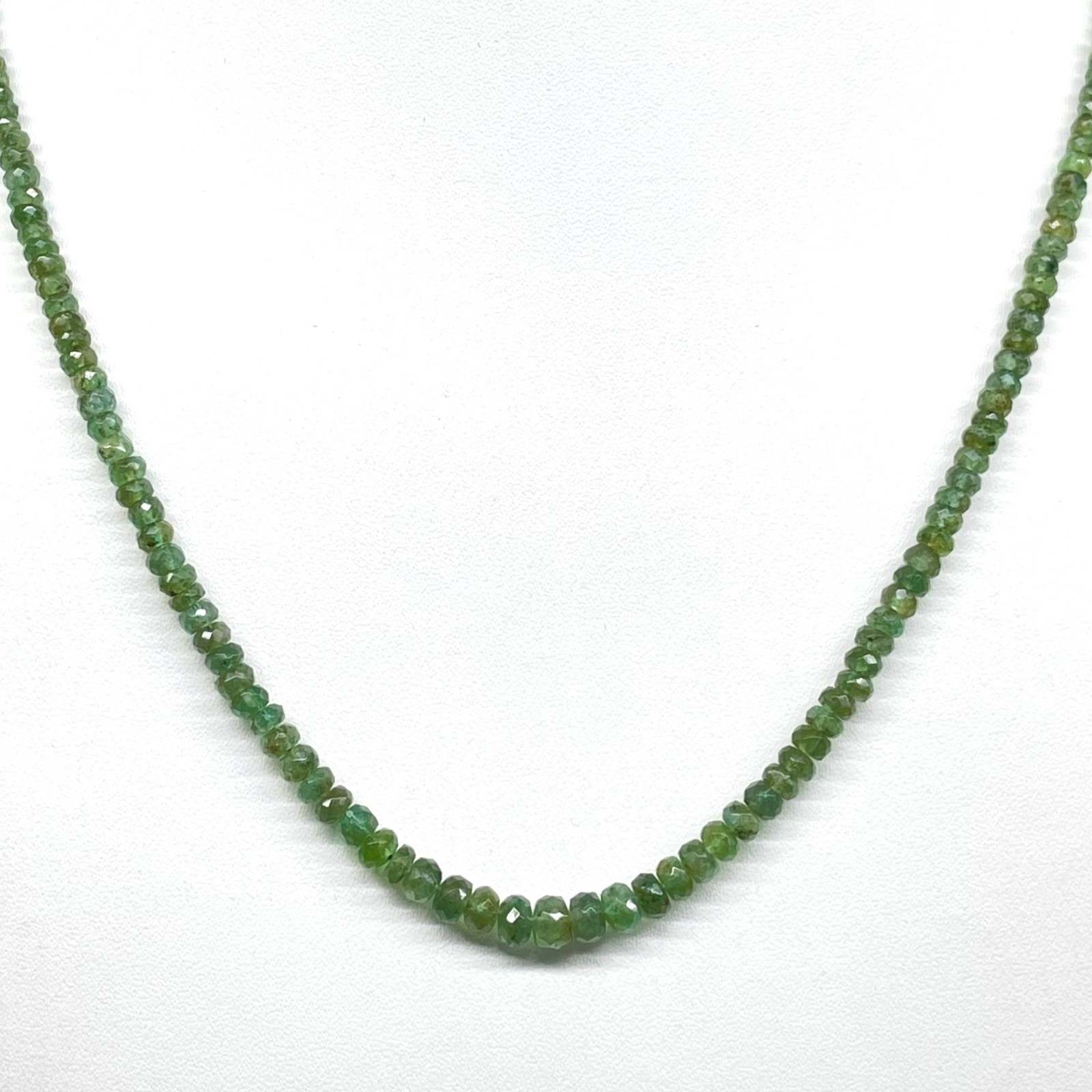Natural Zambian Emerald Necklace Strand Untreated Faceted Beads 925 Clasp 18 In