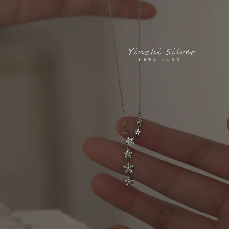 2021 New Star Necklace Tassel Pendant 925 Silver Simple Temperament Clavicle Cha