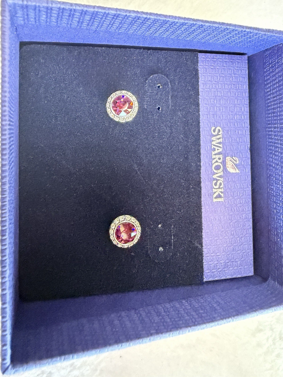 Swarovski Angelic Crystal Halo Stud Earrings- Purple
