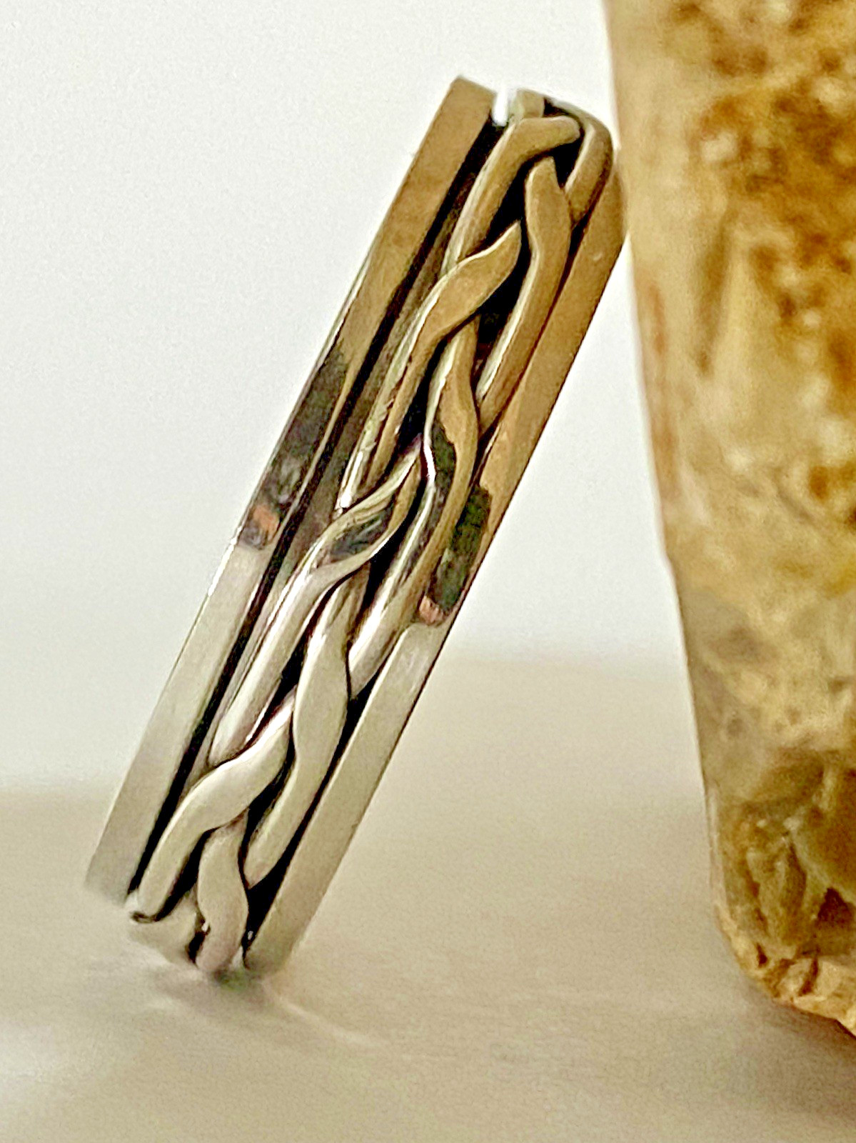 Vintage Sterling Silver 6mm wide 5.7gr Spinner Ring Size 13.25