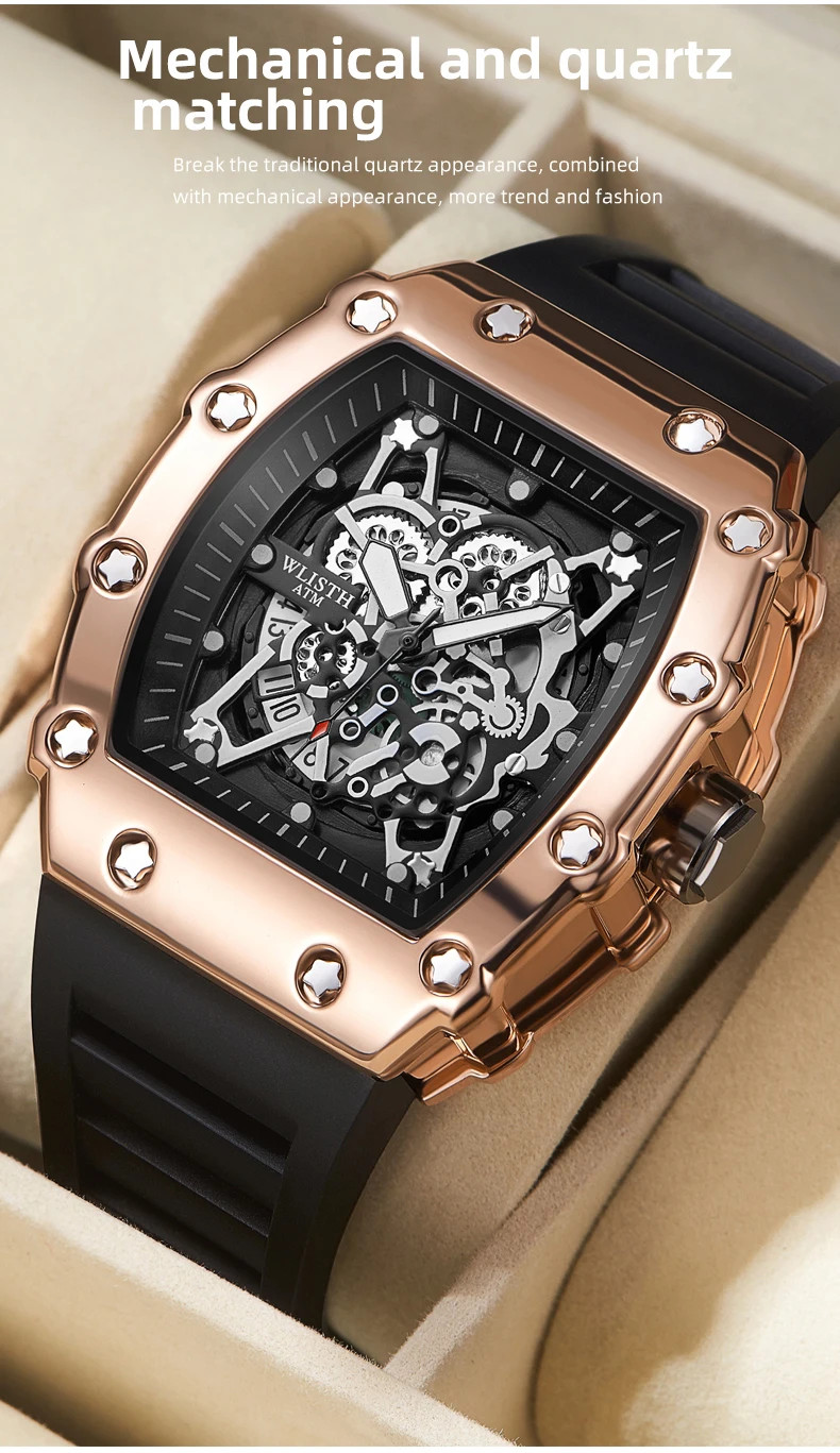 Men’s Quartz Wrist Watch Large Dial Waterproof Sport Luminous Square Analog