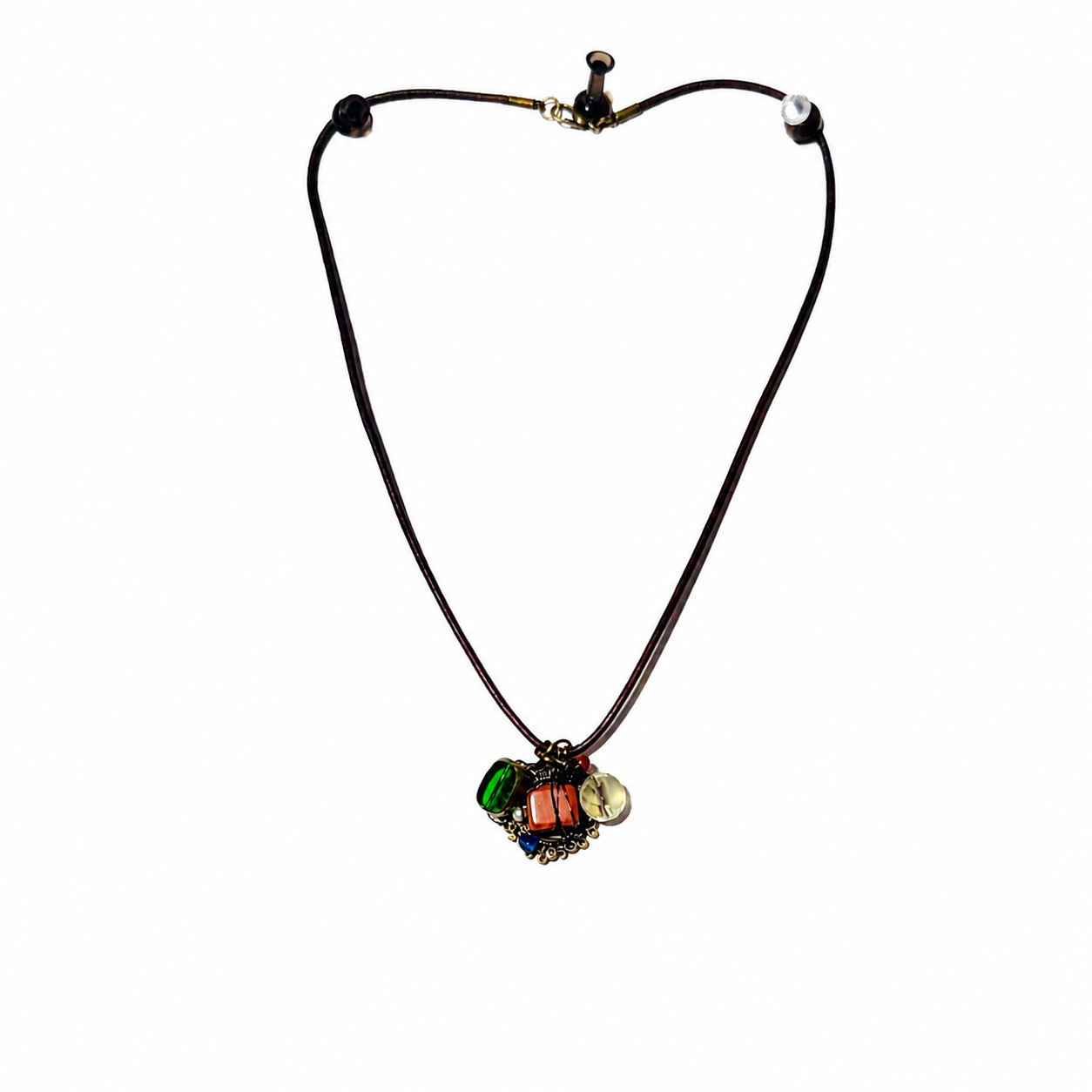 one-of-a-kind handmade necklace with vintage-inspired assemblage pendant