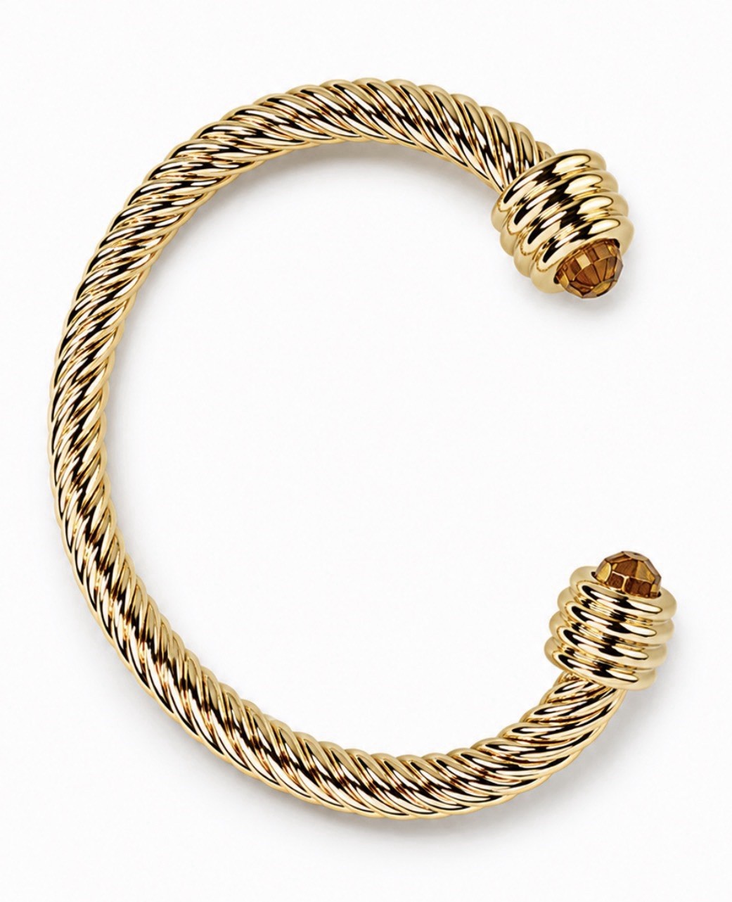 14KG Gold Plated Twisted Cable Cuff Bracelet Fixed Size 20cm New in Bag