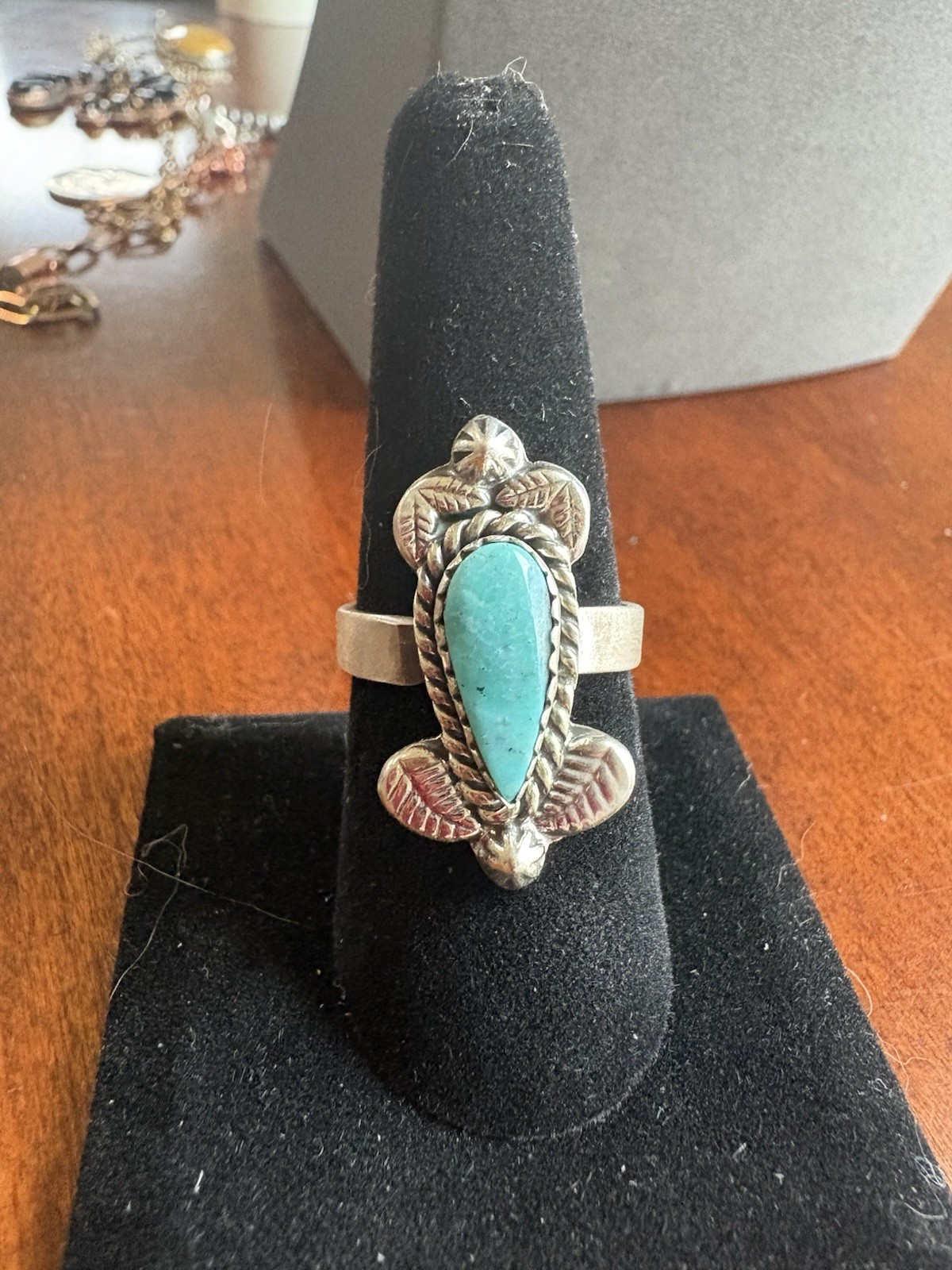 Stunning White Water Turquoise Ring Size 7-9 Adjustable- 925 Sterling Silver