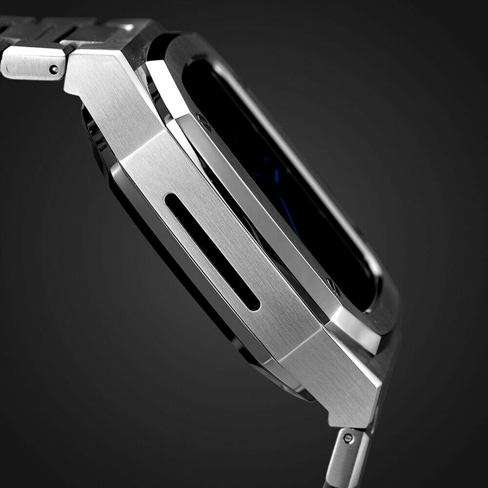 For Apple Watch Series 4/5/6/7 41/44/45mm Stainless Steel iWatch Band with Case