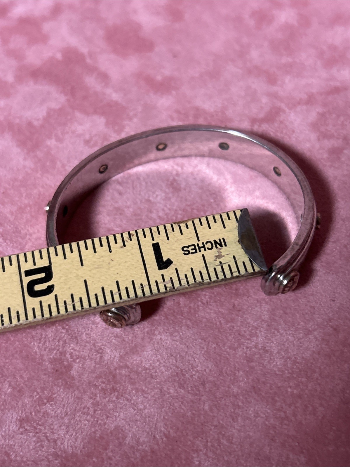 Henri Bendel Screw Cuff Bracelet Silvertone w/ Goldtone Screws