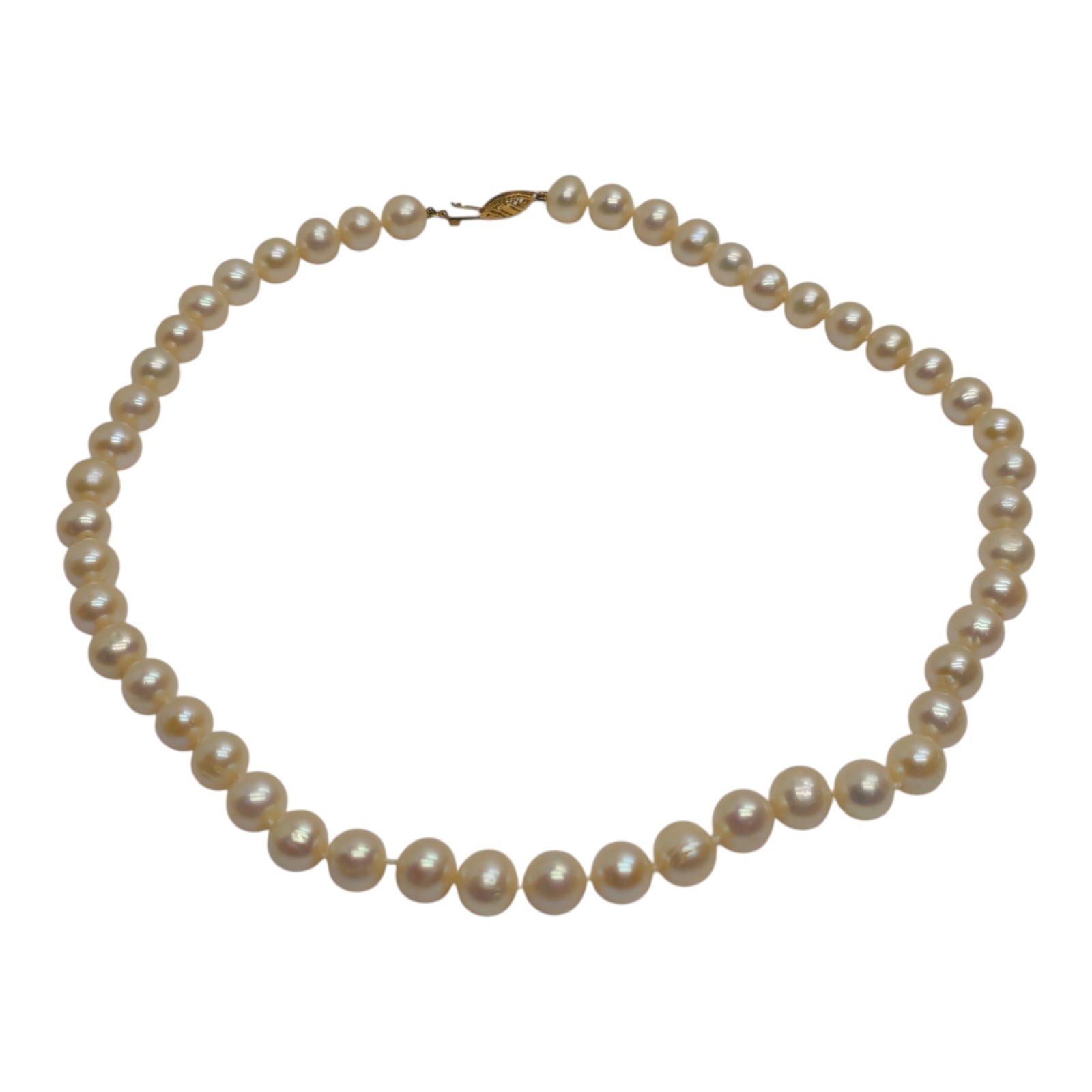 Pearl Necklace 18.5in Infinity Stamp 585 14Kt Gold Clasp 49.8g Elegant Classic