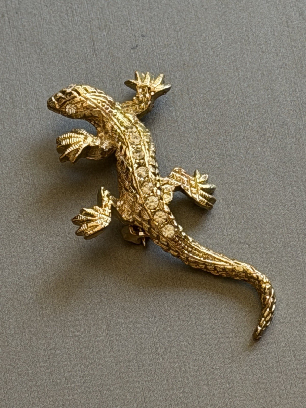Gerry’s Gold Tone Lizard Gecko Signed Rhinestones Brooch Vintage