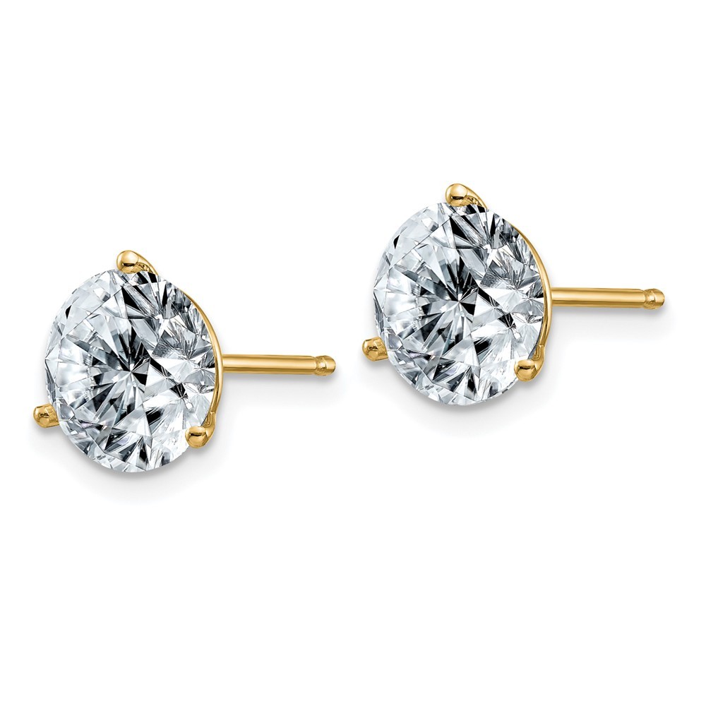 14k Yellow Gold 4ct. 8.0mm Round D E F Pure Light Moissanite Stud Earrings