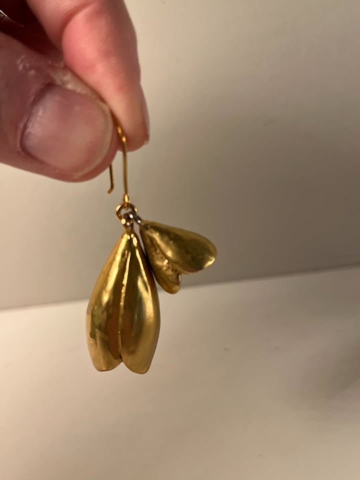 Zara Gold Bell Flower Statement Earrings