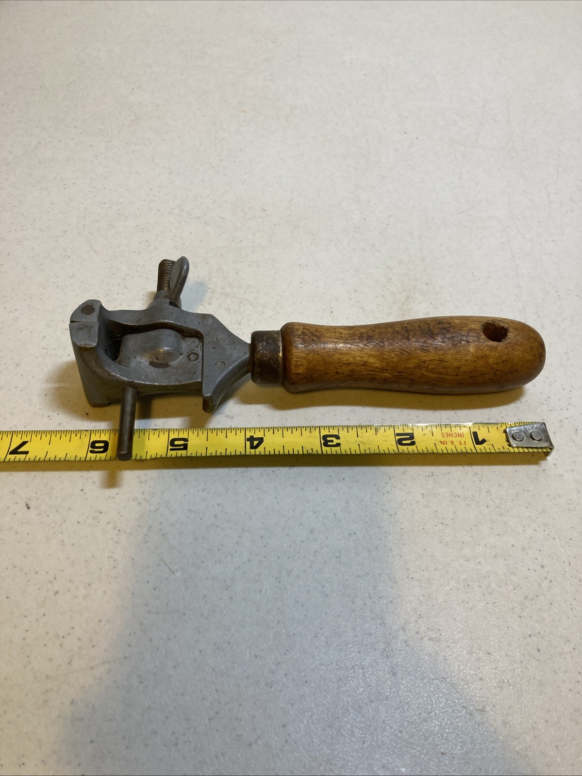 Vintage 1-1/4″ wide, 1″ cap. Watchmaker /Jeweler/Gunsmith Wood Handle Hand Vise.