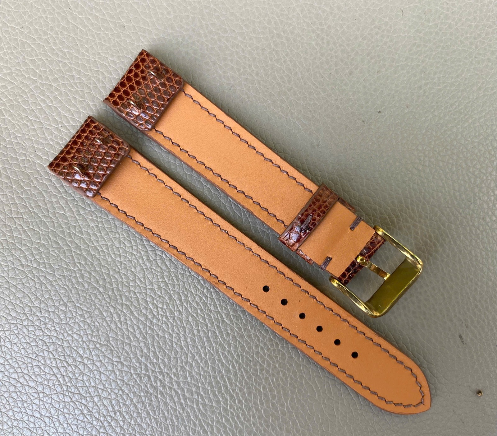 Open Ended Brown Genuine Lizard Leather Watch Strap size 12 13 14 15 16 17..26mm