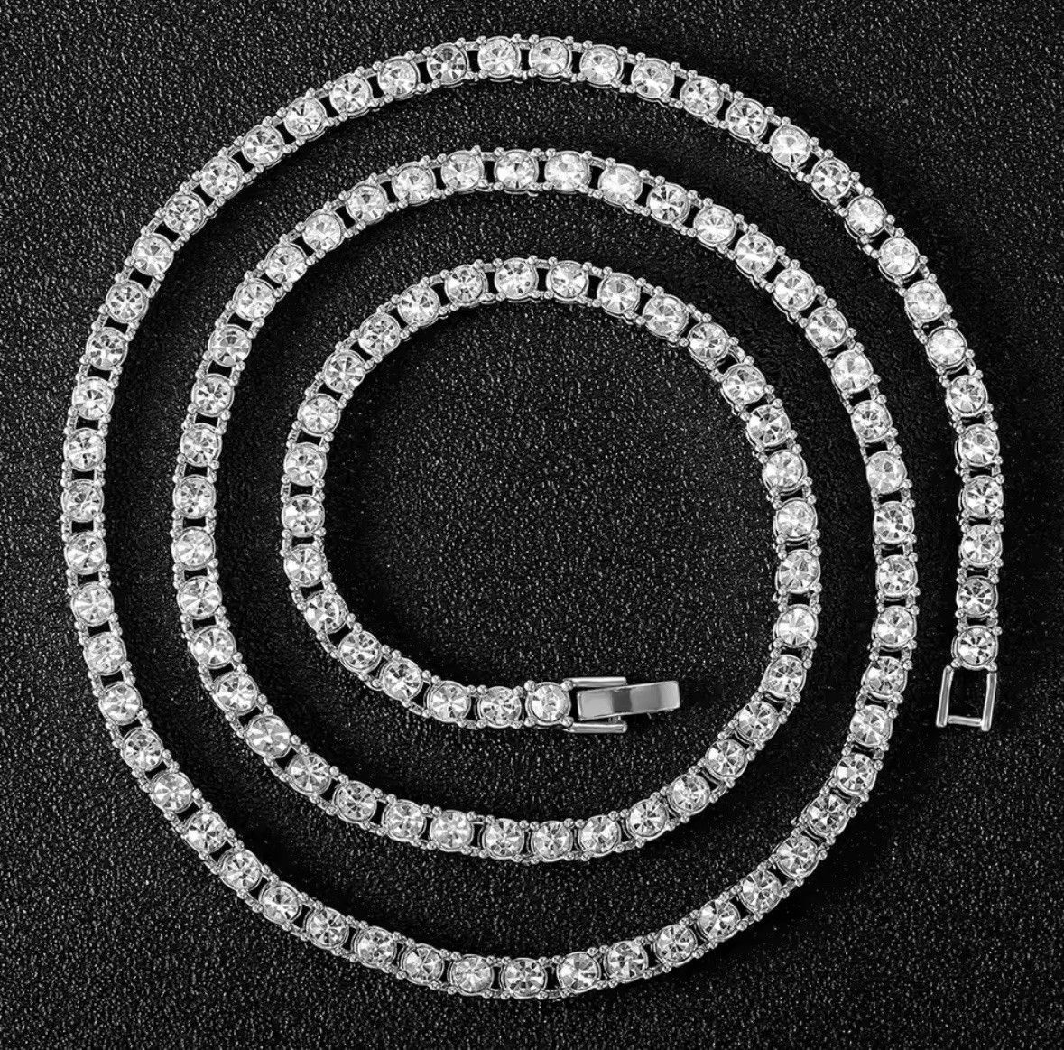 4mm silver tone stainless steel tennis chain Iced out 3A CZ chain hip hop rapper