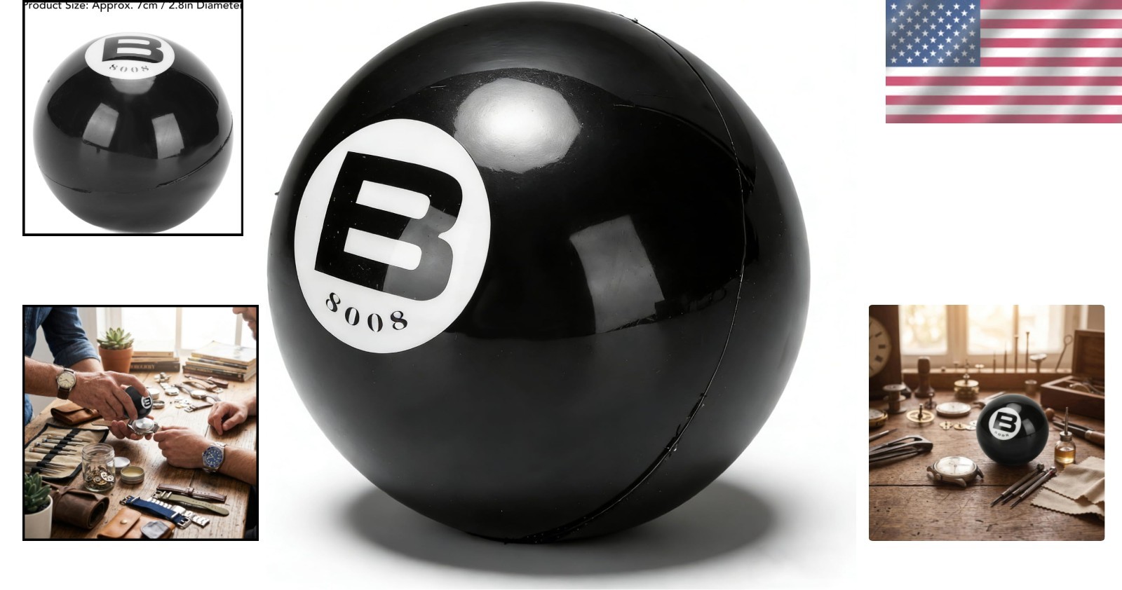 Inflatable Watch Opener Ball – 2.8in Black Rubber Tool for Scratch-Free Repairs