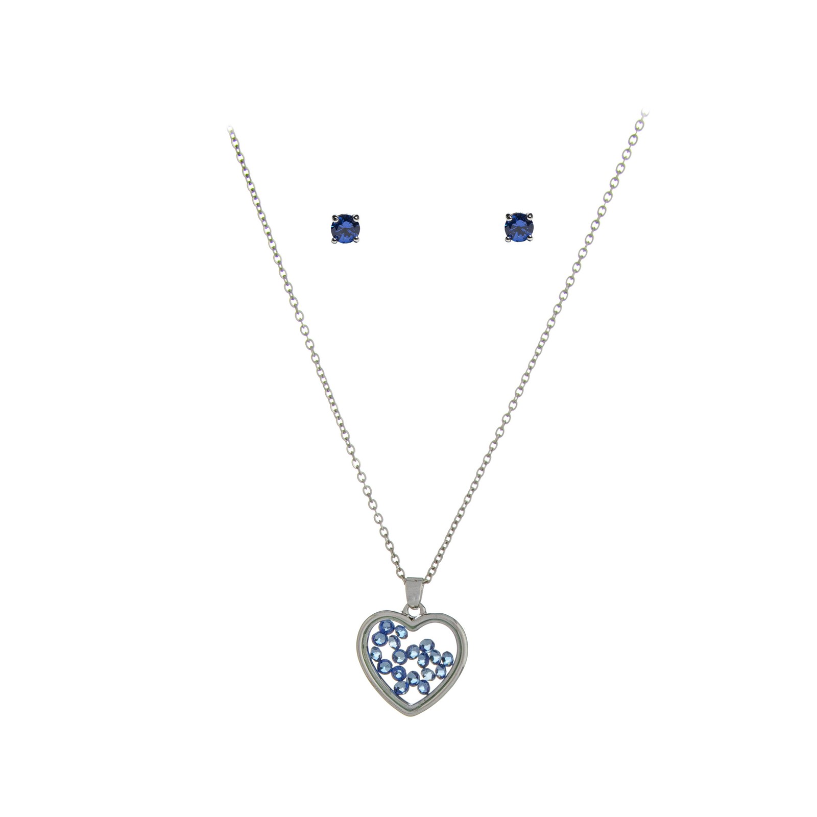 The Skyline Collection September Birthstone Blue Sapphire Heart Jewelry Set