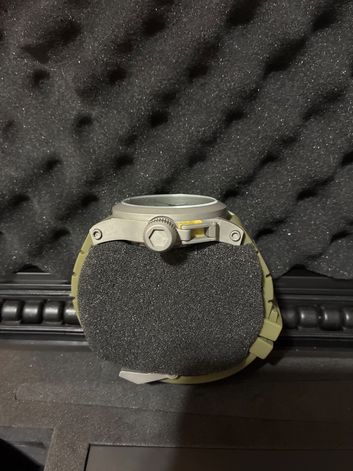MTM Hypertec 44mm Stainless Steel Sandblasted Finish, MTM Green Rubber Strap