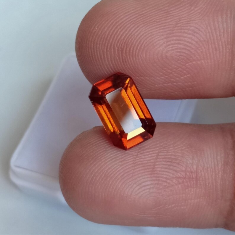 Eye Clean Hessonite Garnet Octagon Cut From Mozambique Gemstone 3.40 Ct