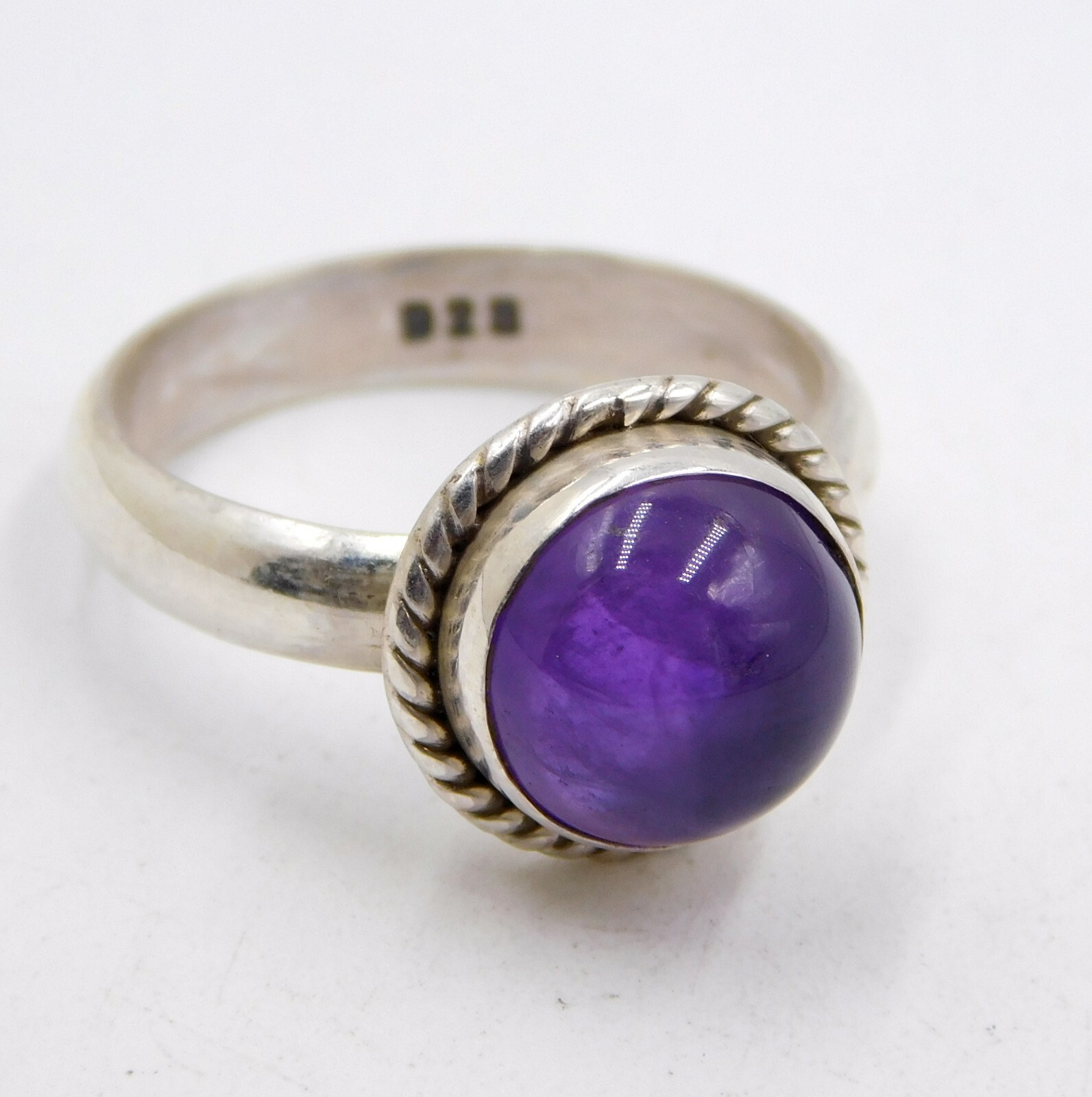 4.40 Gm Natural Amethyst Cab Ring 925 Solid Sterling Silver Ring Size 7.25″ US