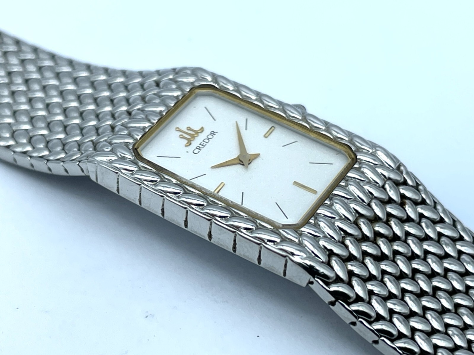 Near MINT Vintage SEIKO Credor Integral Quartz Ladies Watch White Dial 2F70-5341