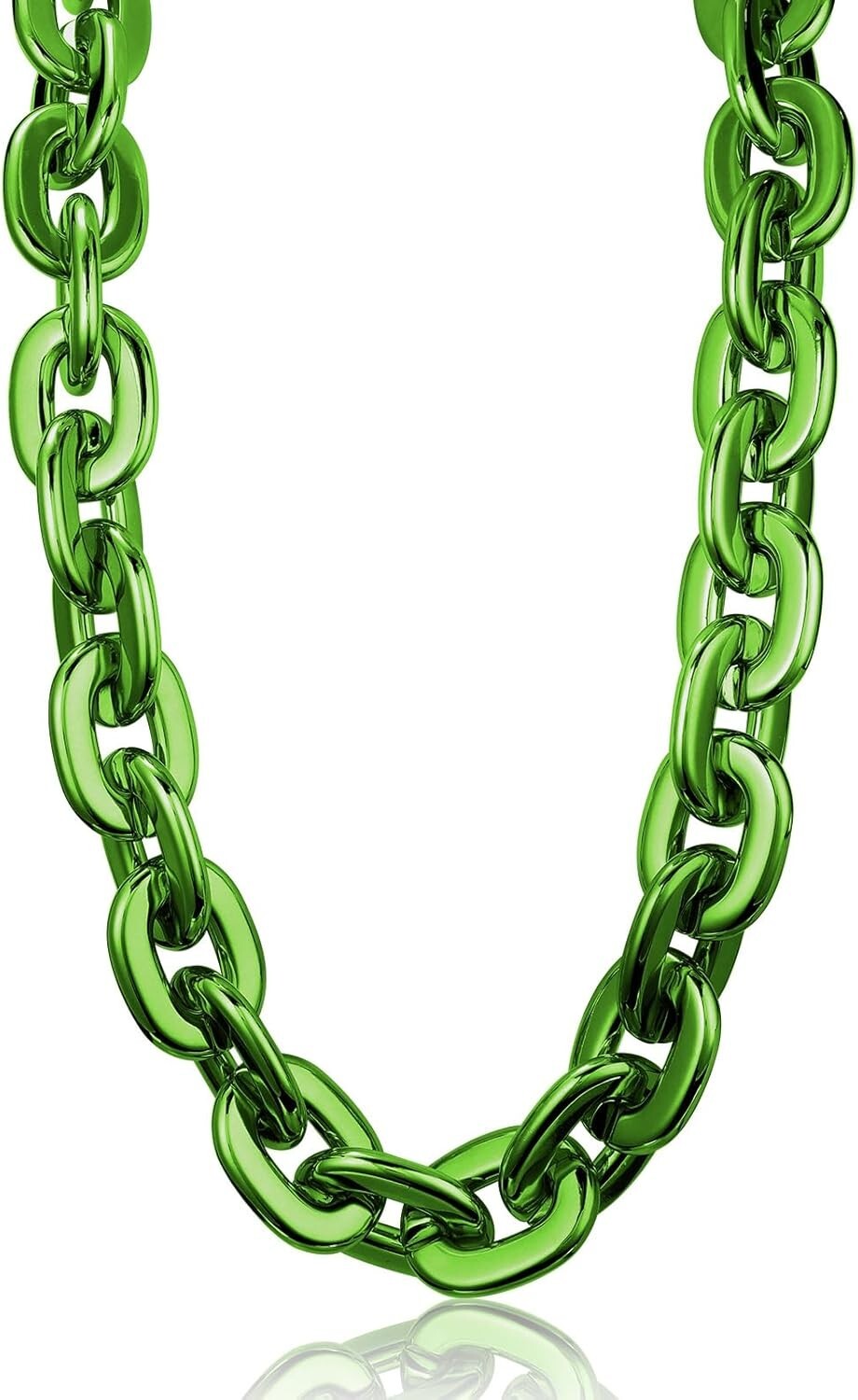 Green Hip Hop Large Acrylic Thick Plastic Cuban Link Chain Necklace 32in 80cm