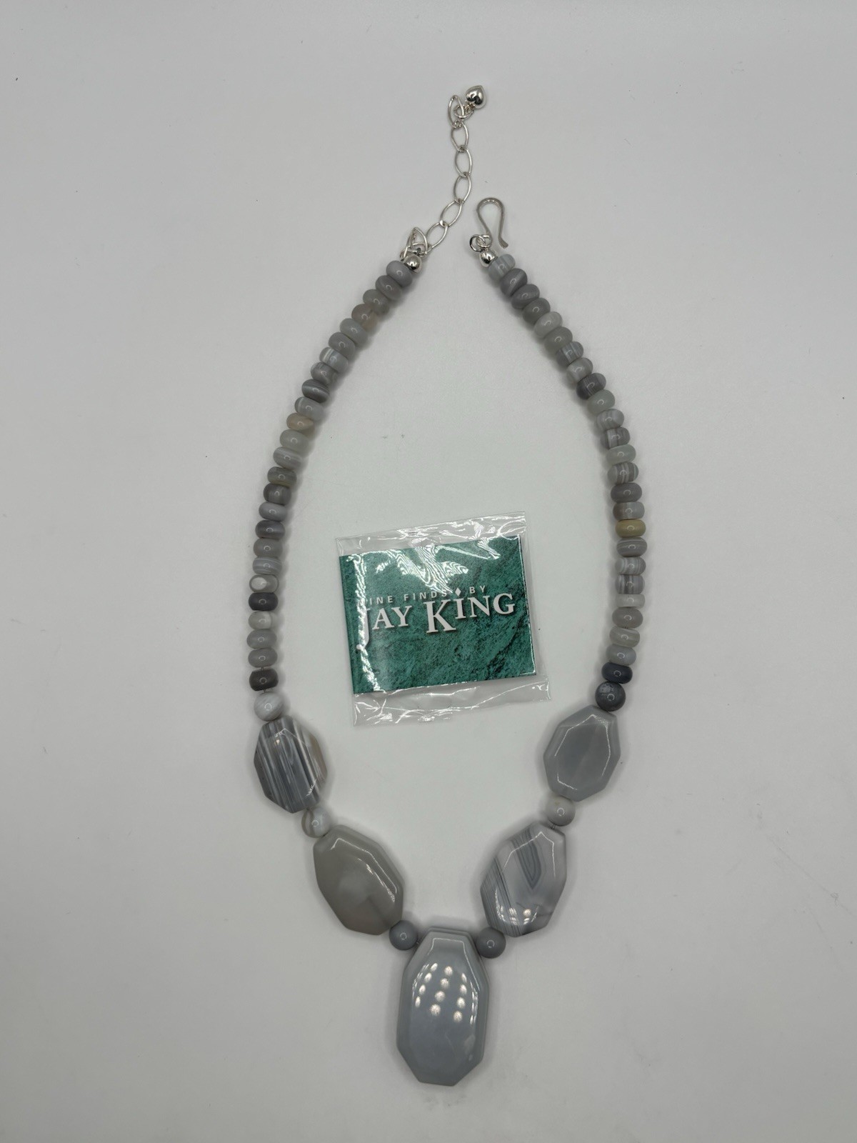 DTR Mine Finds by Jay King Gray Lace Agate Sterling Silver Necklace