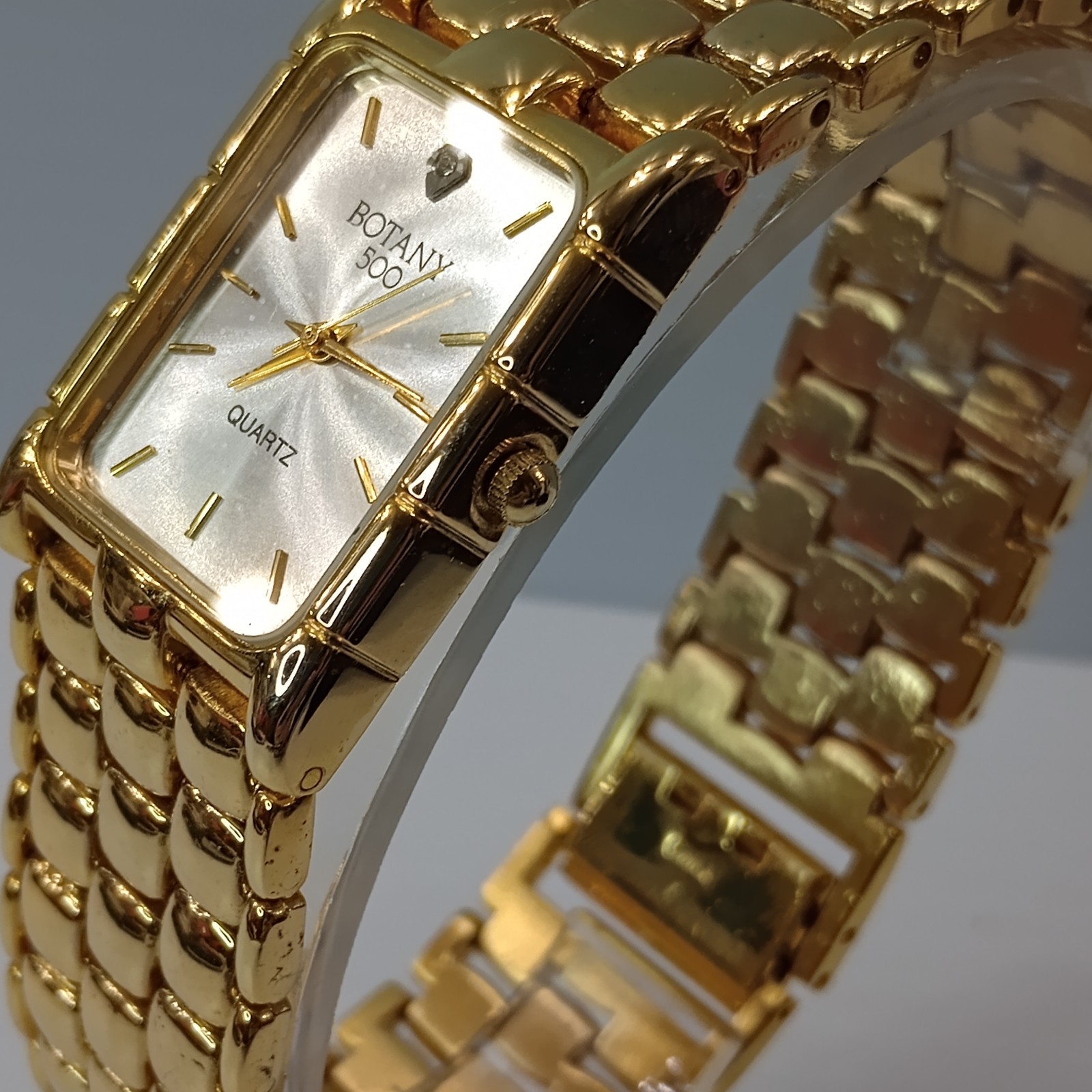 Botany 500 Gold Tone Quartz Watch Rectangular 24.7mm Bracelet New Battery