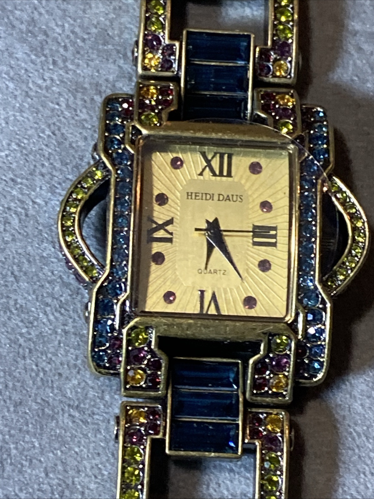 Heidi Daus Women’s Bracelet Watch Rectangle Art Deco Swarovski Crystals NEW